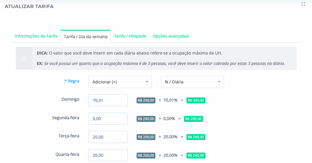 configurar tarifas no pms hospedin 