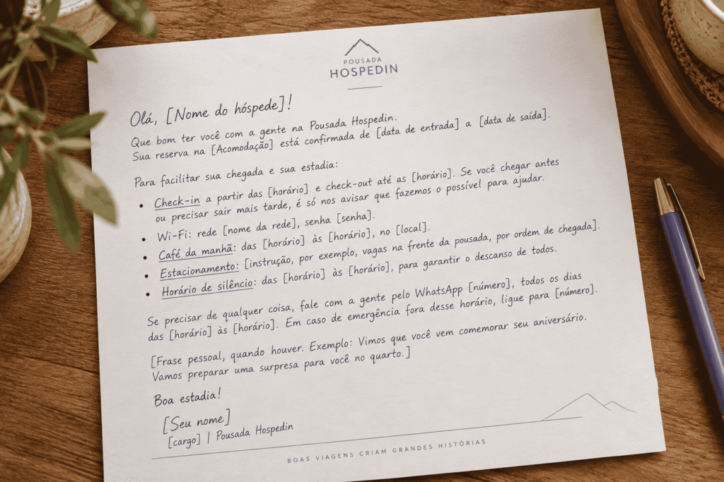 Carta de boas-vindas: como preparar esse primeiro contato para o pico de hóspedes da alta temporada